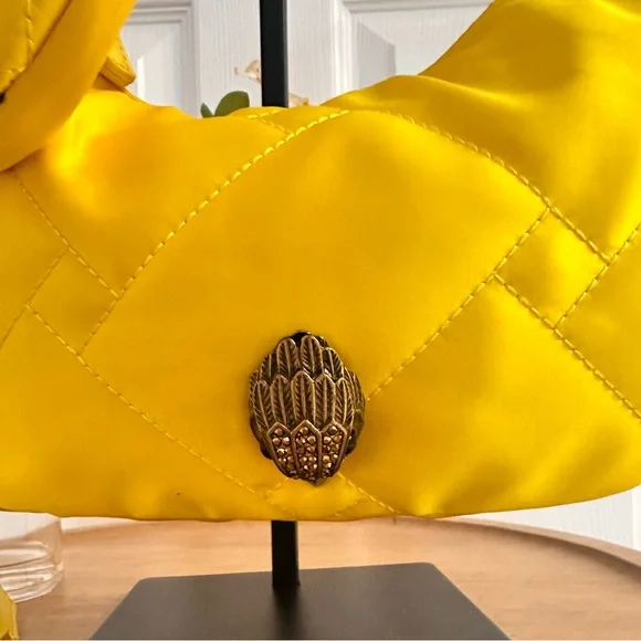 KURT GEIGER ~ Yellow Quilted Shoulder or Handbag w/Coin Purse & Nylon Strap - Picture 8 of 10
